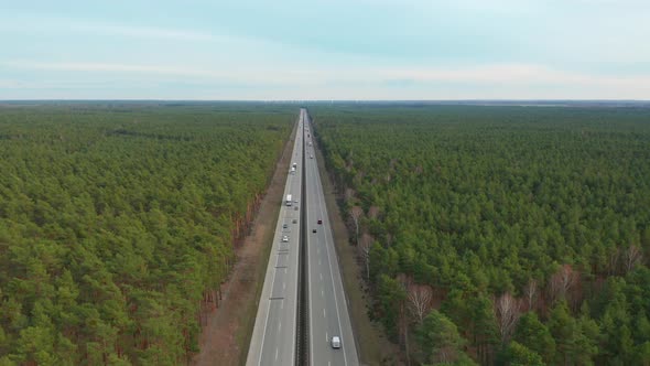 Hyperlapse. Aerial View. Traffic on a Motorway, Germany alt