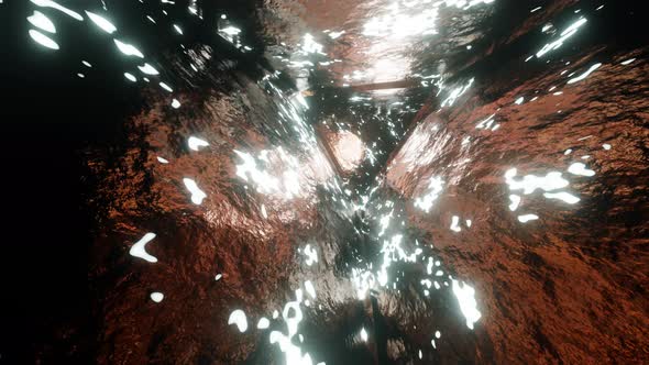 Sliding inside diamonds mine tunnel. Inside the radioactive waste storage. Toxic substances stuck alt