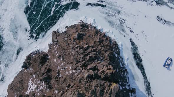 Frozen Lake Baikal Aerial View alt