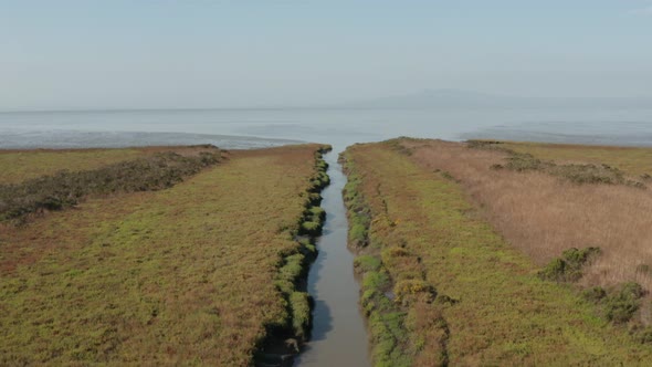 Aerial video of Delta water in Northern California alt