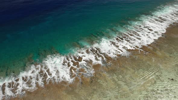 Aerial view of beach in Bora Bora, French Polynesia.