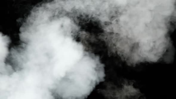 Water Vapor. Slow Motion 240Fps. Jet of Steam Under Pressure on Black Background alt