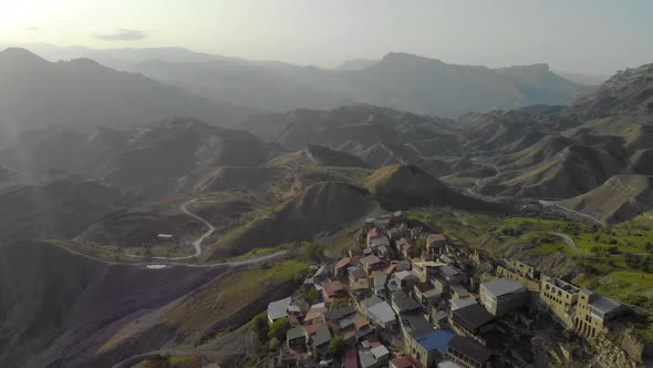 Aerial View of of the Village Aul in Dagestan