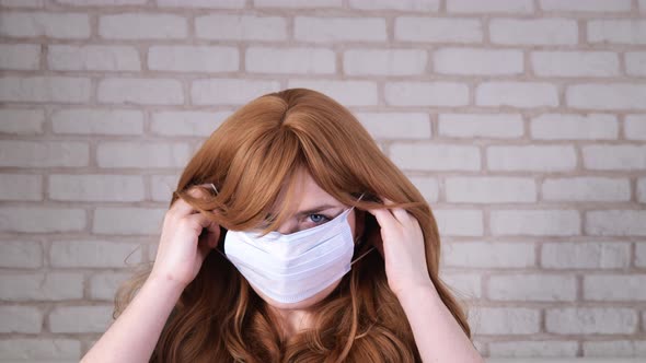 Girl Put on a Medical Mask Coronavirus Prevention