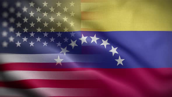 USA Venezuela Flag Loop Background 4K