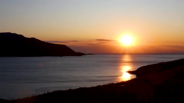 Orange sunset timelapse video, Greece Aegean sea