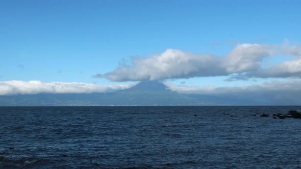 Pico Mountain as seen from Sao Jorge Island, Azores Islands