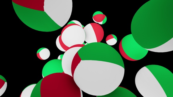 A set of moving balls mixed with the Italian flag Isolated by Alpha channel alt