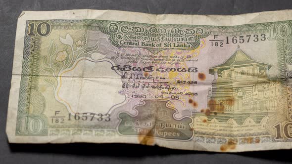 Ten Rupees Sri Lanka. Old Note.  1990 Year alt