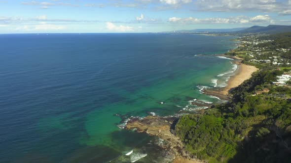 Aerial View of Rugged Coastline Along the Illawarra on the East Coast of Australia