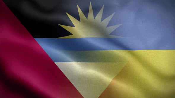 Ukraine Antigua And Barbuda Flag Loop Background 4K