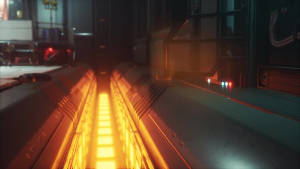 Realistic Futuristic Scifi Spaceship Corridor alt