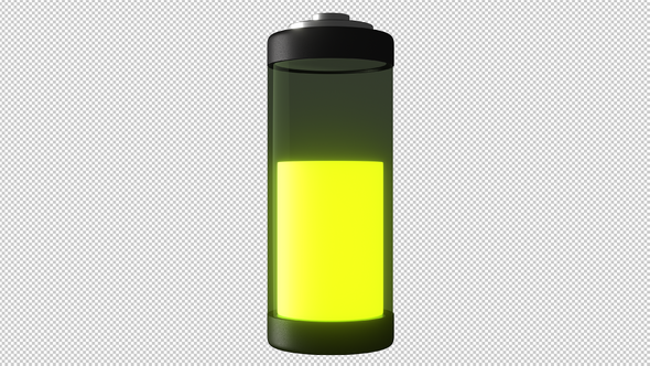 3D Battery Charging With Transparent Background Animated Loop 4k