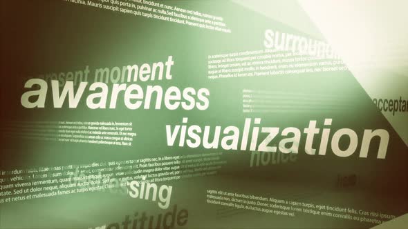 Mindfulness, Meditation and Related Terms Seamless Background Loop.