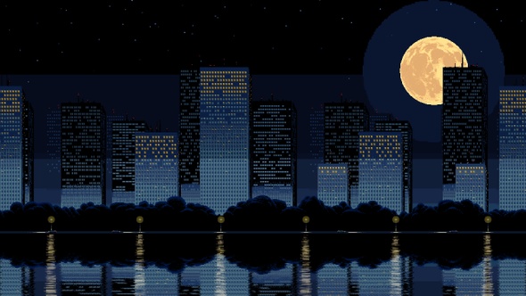 Pixelart 8bit Style Night City by OrkhanTheStargazer | VideoHive