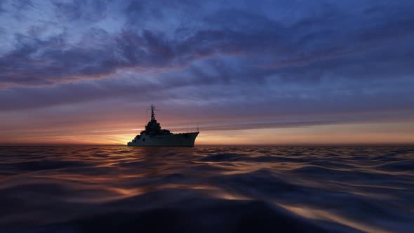 Ship and Sunset