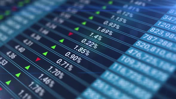 Animation of Stock Market Data Rolling and Processing Over a Grid. Global Economy Stock Market alt