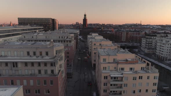 Aerial View of Stockholm City Street