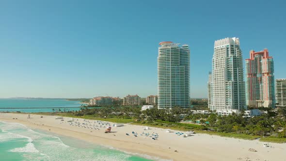 Flies Forward Near Miami Beach, South Beach, 