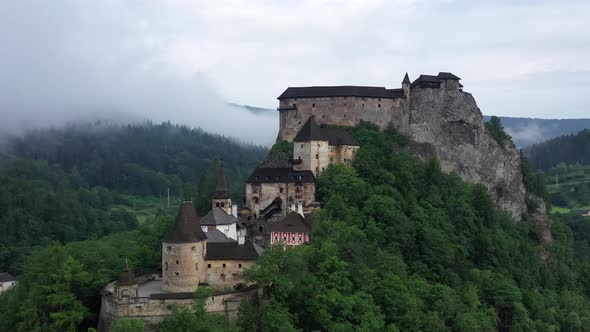 Aerial view of Oravsky castle in Oravsky Podzamok village in Slovakia alt