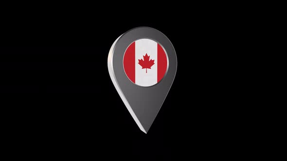 3d Animation Map Navigation Pointer With Canada Flag With Alpha Channel  - 2K alt
