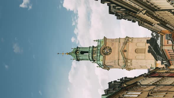 Stockholm Sweden June 29 2019 Vertical View Of Old Town With Tower Of Storkyrkan The Great Church Or alt