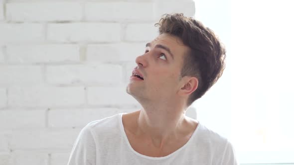 Confused Scared Man Portrait, Afraid alt