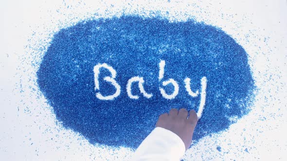 Indian Hand Writes On Blue Baby