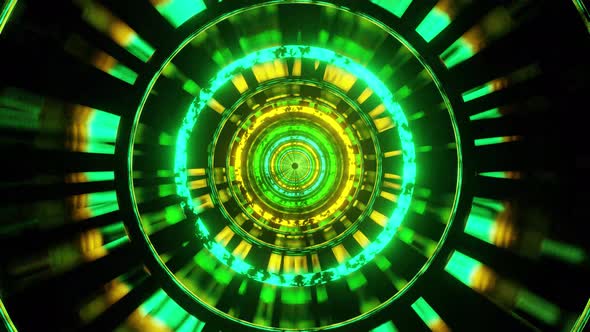 Green Cosmo Space Tunnel Vj Loop Background With Rings 4K alt
