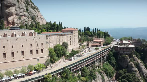 Drone Shot of Santa Maria De Montserrat Abbey alt
