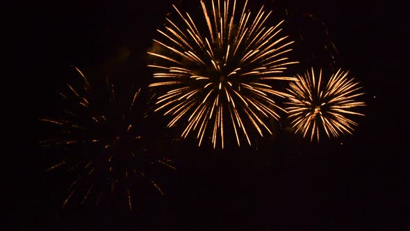 Spectacular sparkling golden fireworks display