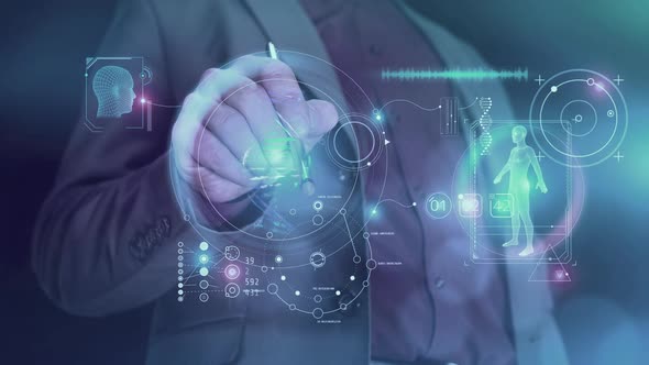 Close-Up Of Working With A Stylus On The Virtual Panel 4K alt