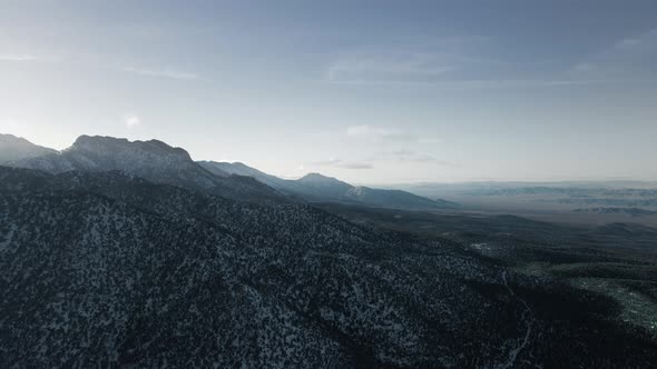 Drone footage of plains near Mount Charleston, aerial view from Spring Mountains, Nevada, USA alt