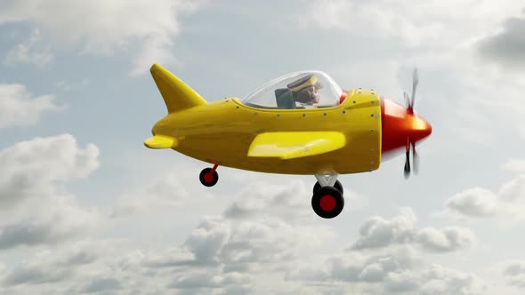 Yellow plane flying