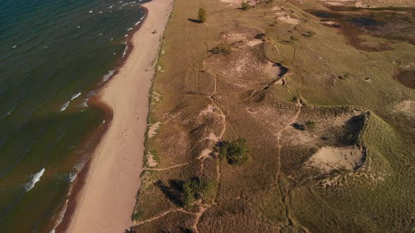 Aerial Of Sand Dunes Near Lake Michigan