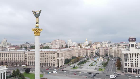 The Symbol of Kyiv, Ukraine - Independence Square Aerial View, Slow Motion alt