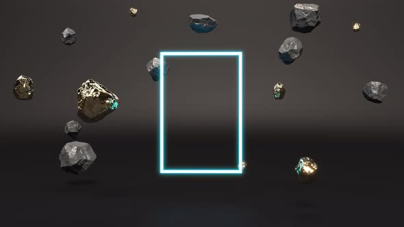 Modern Mock Up Scene in 3d Style Gold Black Rock Intro Able to Loop Seamless alt