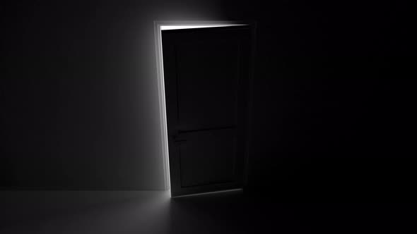 Door opens and a bright light flooding a dark room.