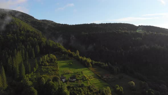 Beautiful Village in the Mountains From a Height