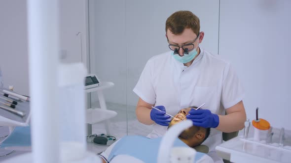 Modern Dental Clinic the Dentist Using Dental