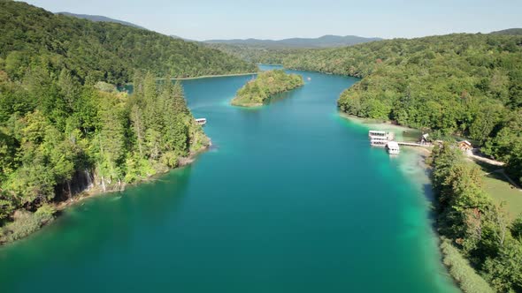 Aerial View of the Plitvice Lakes in the National Park of Croatia Clean Nature alt