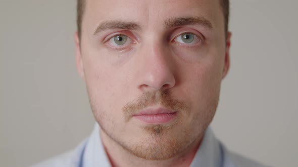 Close Up View Face of Smiling Attractive 30s Male alt