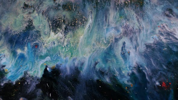 Smudge of White Paint Spreads Over a Dark Golden Shimmering Background alt