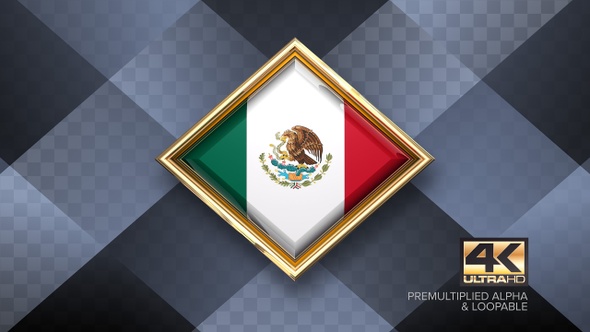 Mexico Flag Rotating Badge 4K Looping with Transparent Background