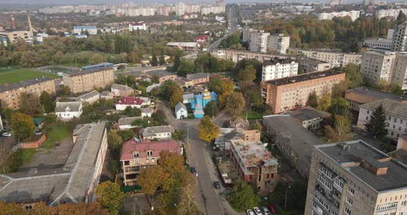 Ukraine City Rivne. Aerial Shot.The City And Its Infrastructure