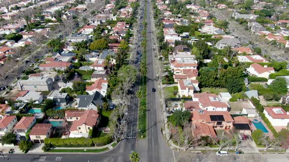 Aerial View of Central Los Angeles Area with Downtown on the Background