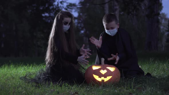 Children Conjure in Night Forest alt