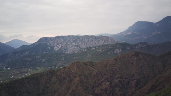 Drone view on the natural park among tracking path:"likya yolu" in South Turkey