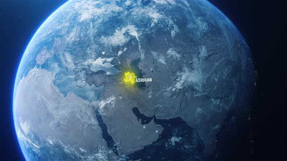 Earh Zoom In Space To Azerbajian Country Alpha Output