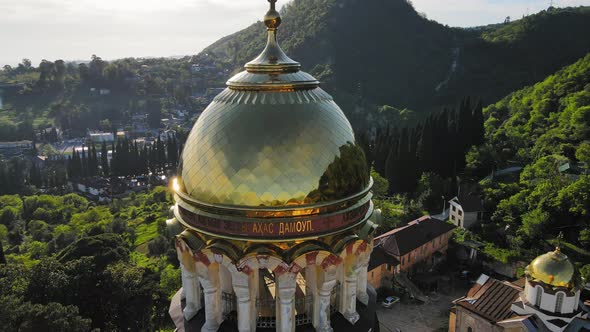 Beautiful Orthodox New Athos Monastery with Golden Domes in the New Athos alt